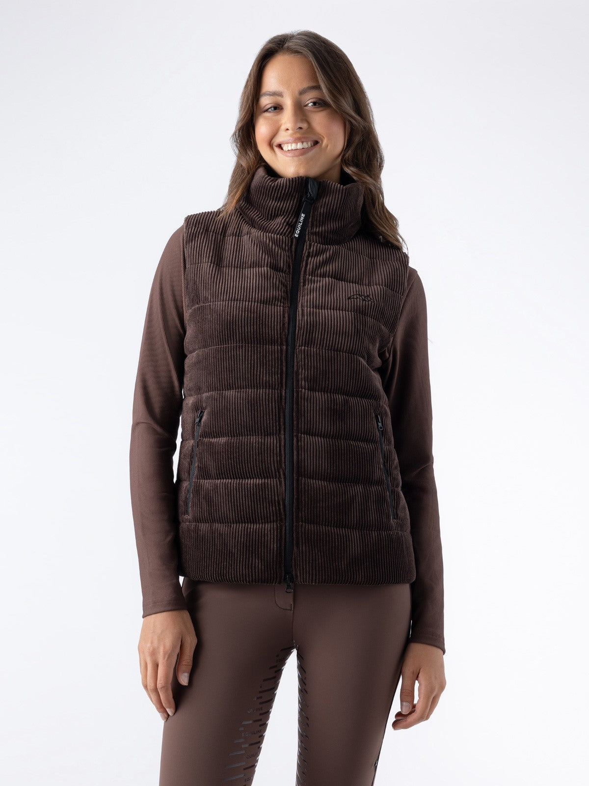 Equiline Bodywarmer Femme Légèrement Matelassé Eqsit Cocoa Powder
