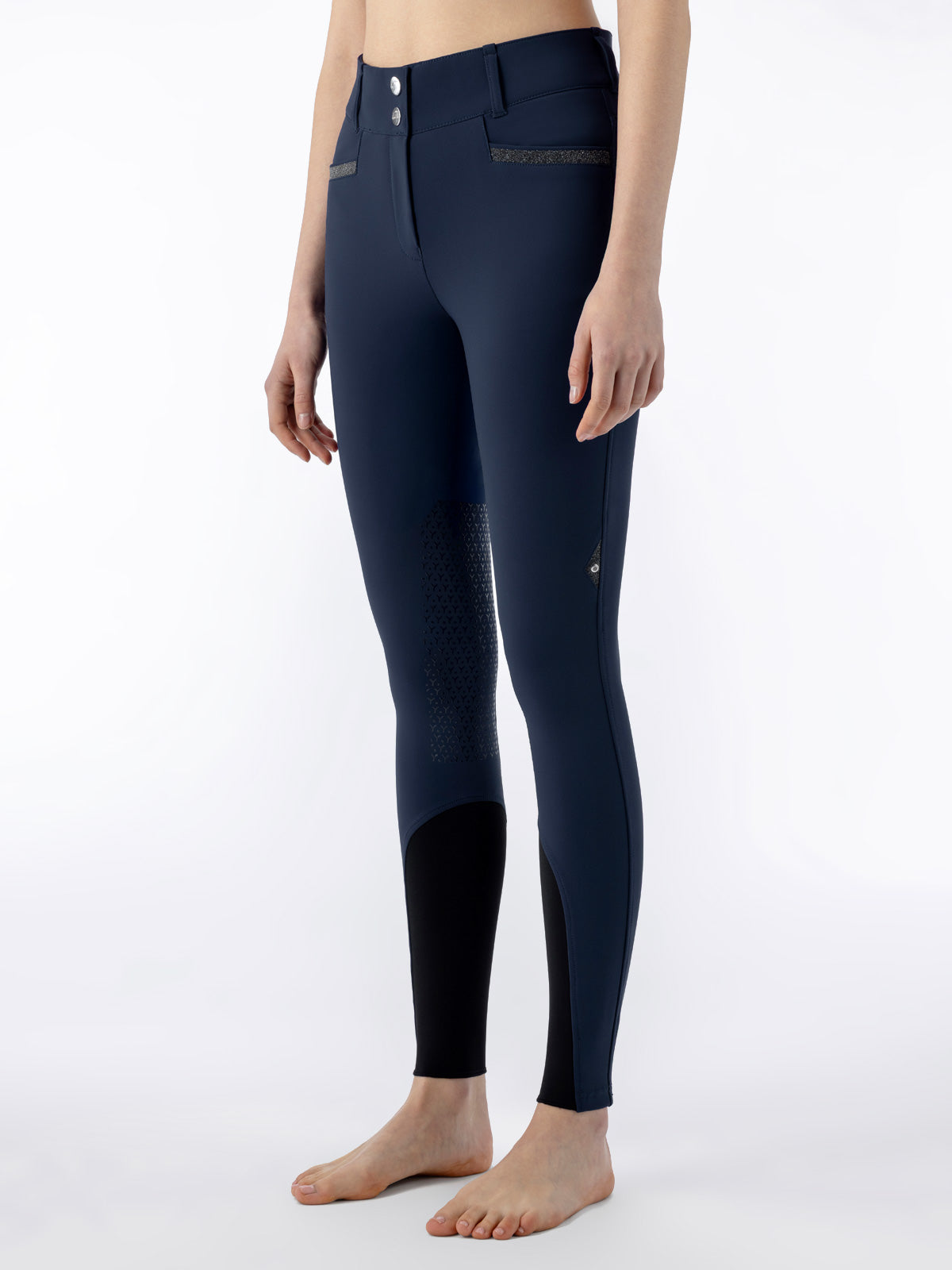 Equiline Reithose Damen Knie Grip High Waist Crystalek Navy