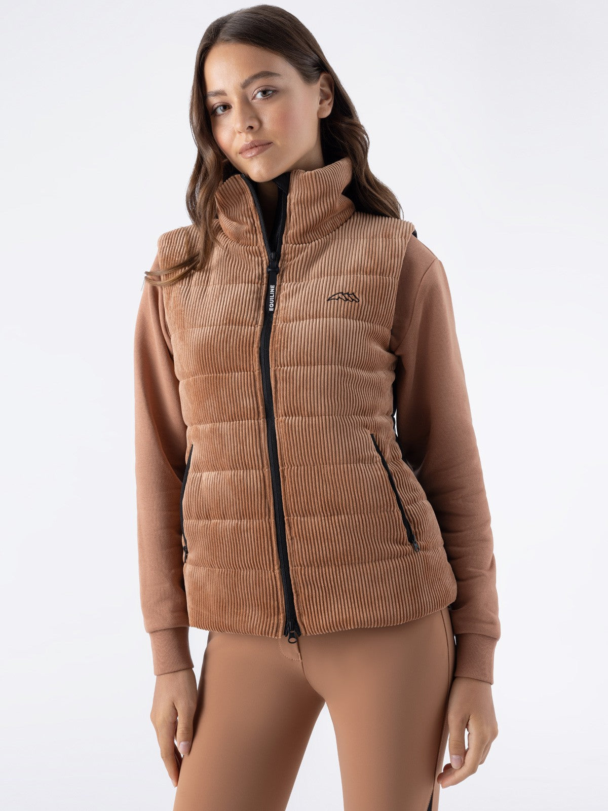 Equiline Bodywarmer Femme Légèrement Matelassé Eqsit Mocha Mousse