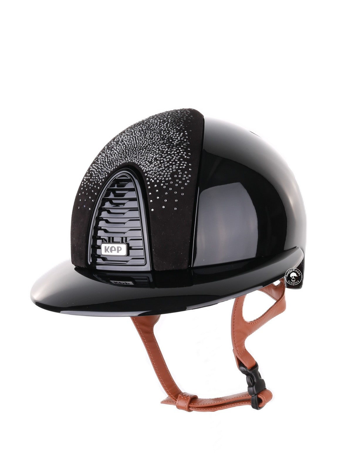 Kep Italia Reithelm Cromo 2.0 Polish Polo Schwarz Shaded Silver Insert Beige Kinnriemen