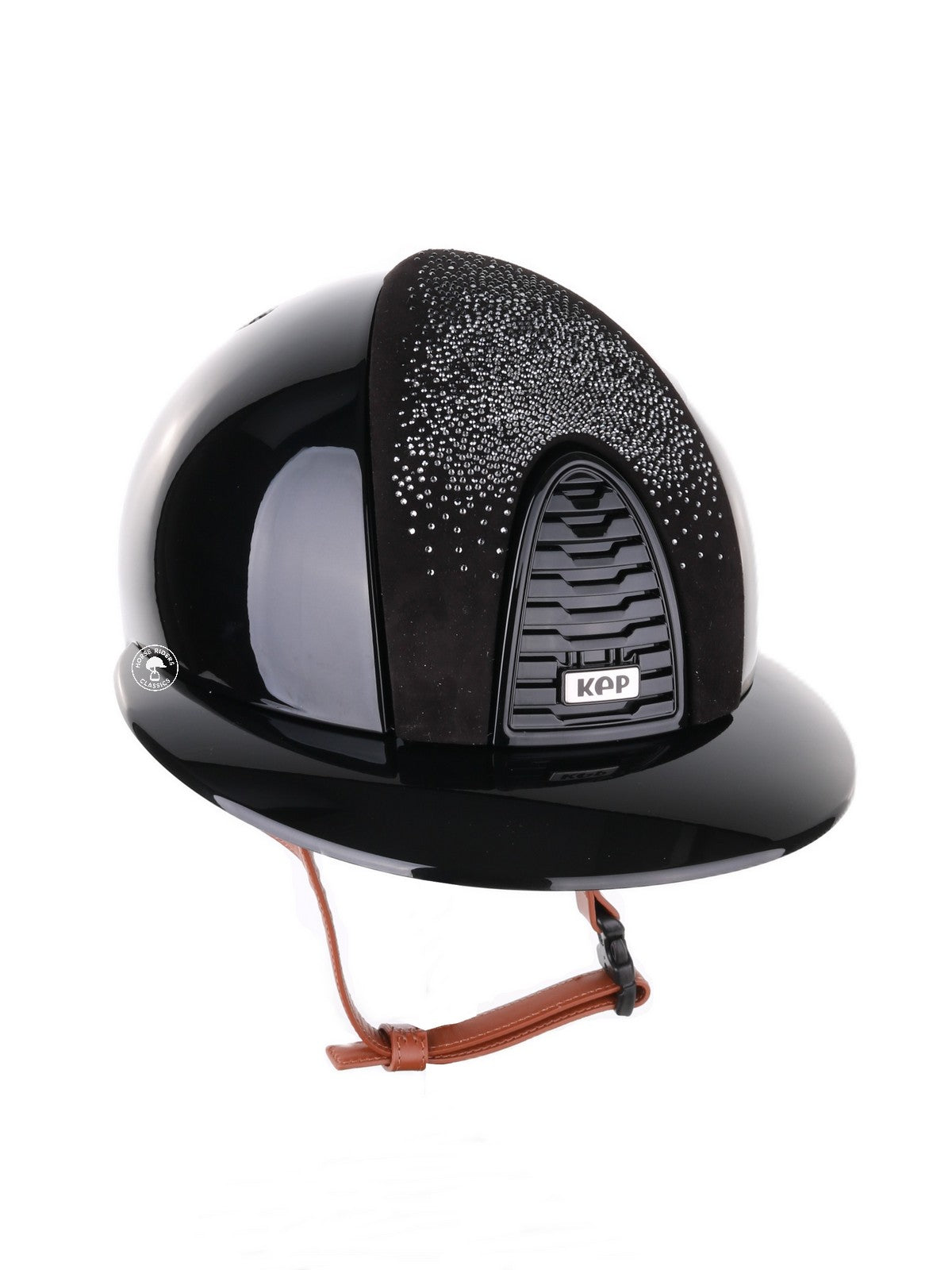 Kep Italia Reithelm Cromo 2.0 Polish Polo Schwarz Shaded Silver Insert Beige Kinnriemen