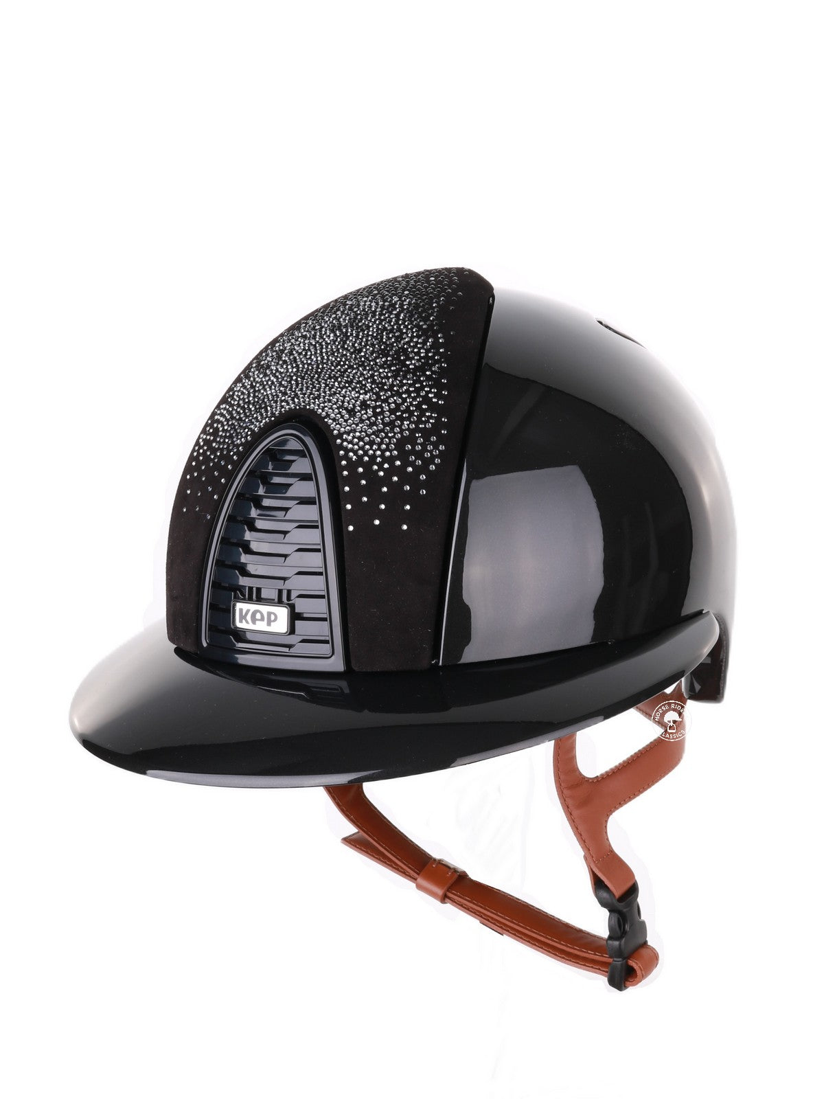 Kep Italia Reithelm Cromo 2.0 Shine Polo Schwarz RAW Frame Shaded Silver Insert Beige Kinnriemen