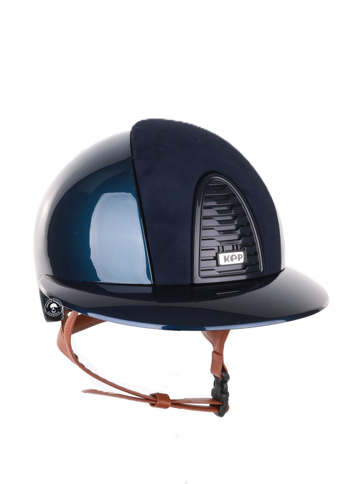 Kep Italia Reithelm Cromo 2.0 Shine Polo Blau RAW Frame Suede Blue Insert Beige Kinnriemen