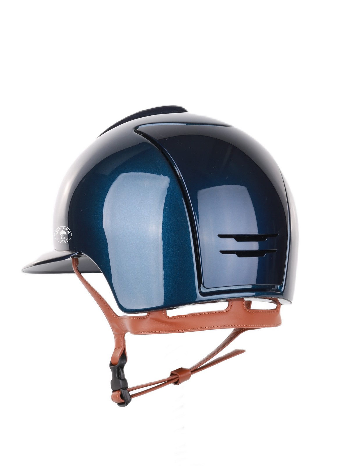 Kep Italia Reithelm Cromo 2.0 Shine Polo Blau RAW Frame Suede Blue Insert Beige Kinnriemen