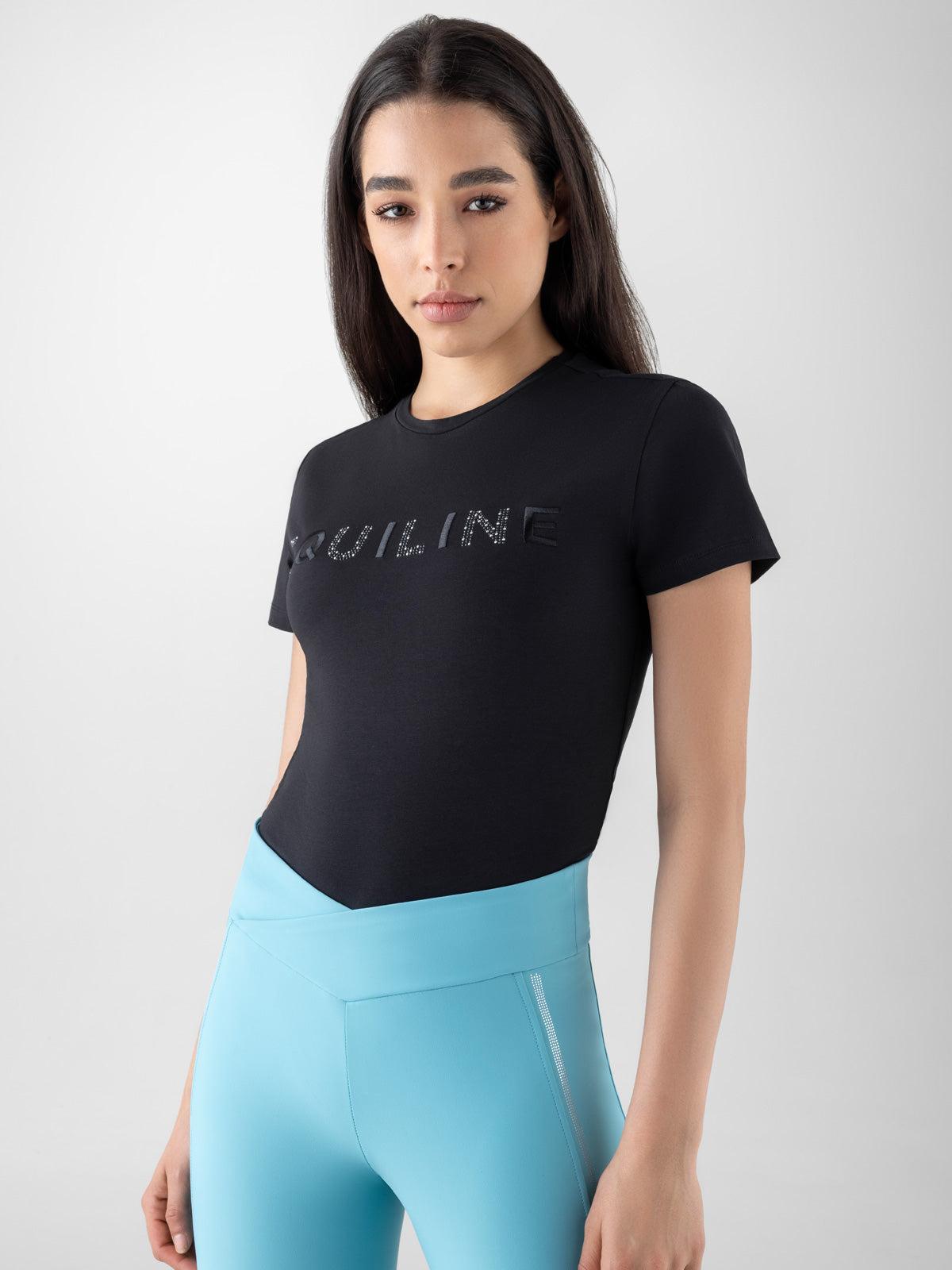 Equiline T-Shirt Damen Gelig Schwarz