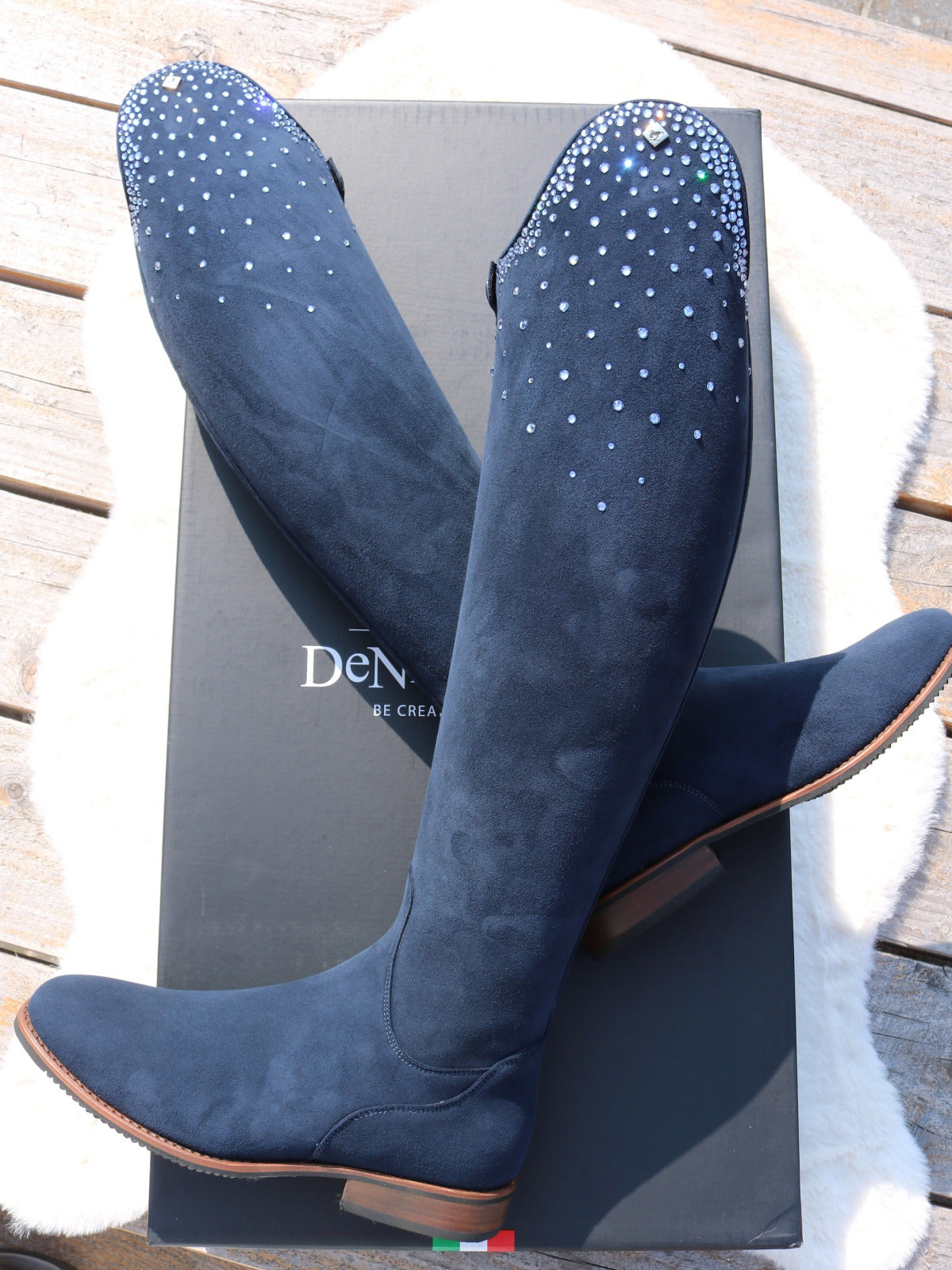 De Niro Bellini Custom Camoscio Blue Reitstiefel 39 MA M