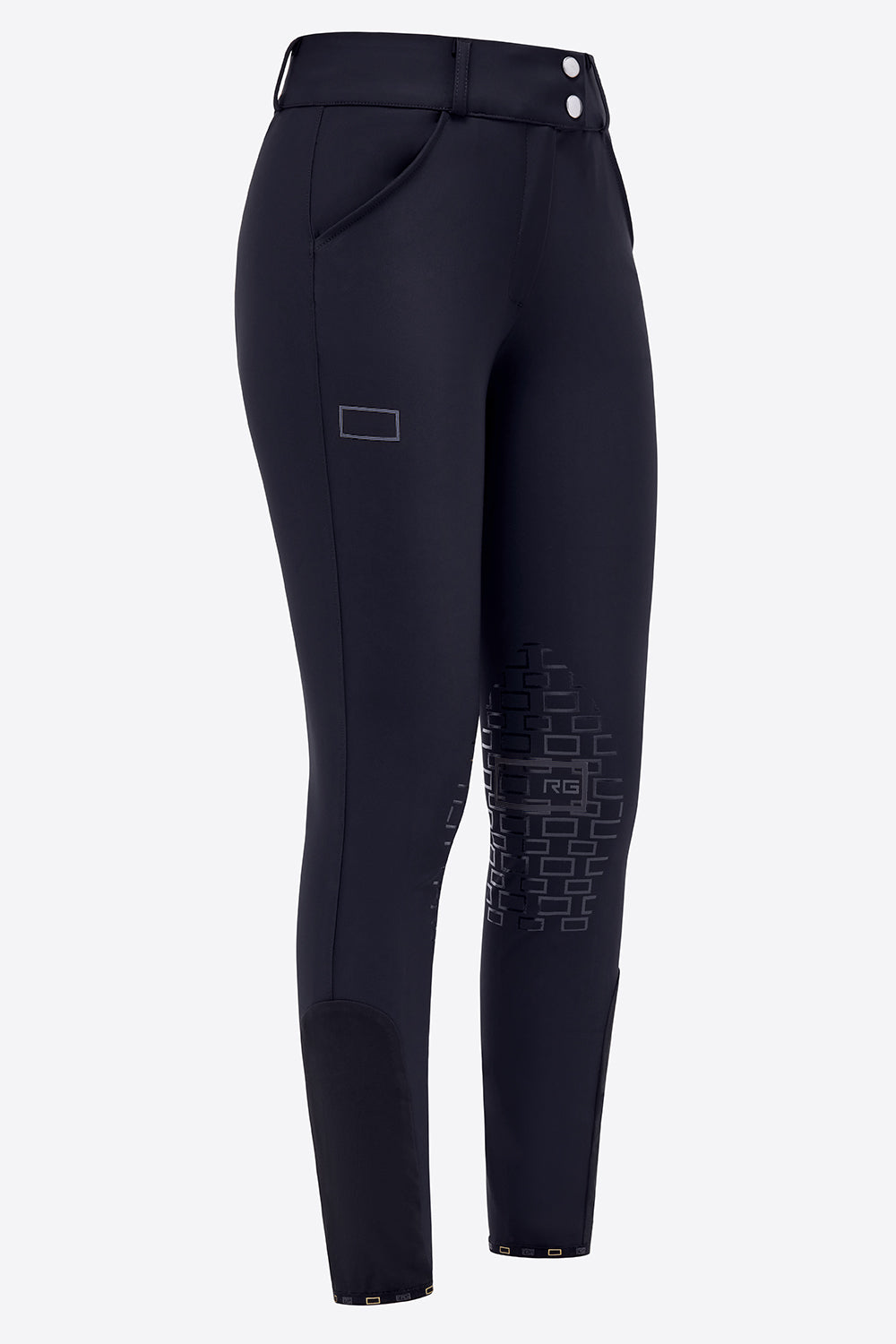 RG Reithose Grip Kniebesatz Damen mit Hohe Taille Navy Logo