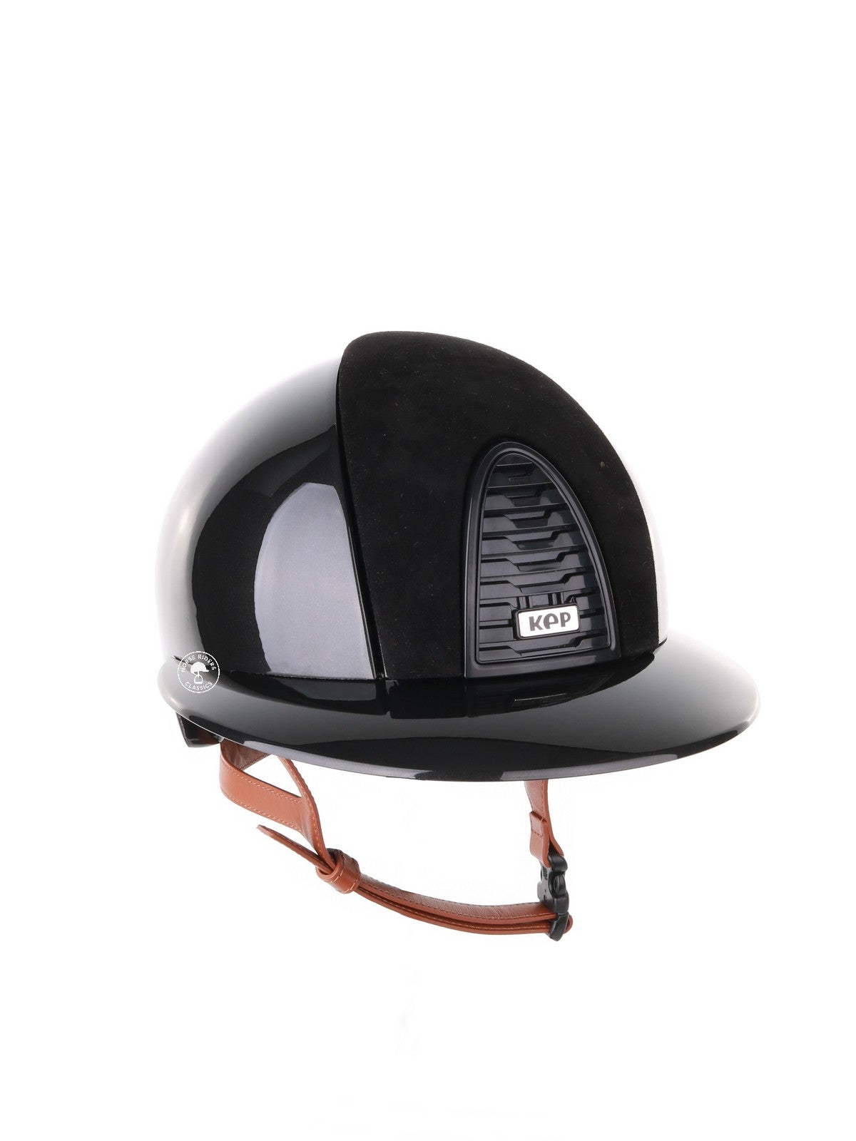 Kep Italia Reithelm Cromo 2.0 Shine Polo Schwarz RAW Frame Suede Insert Beige Kinnriemen