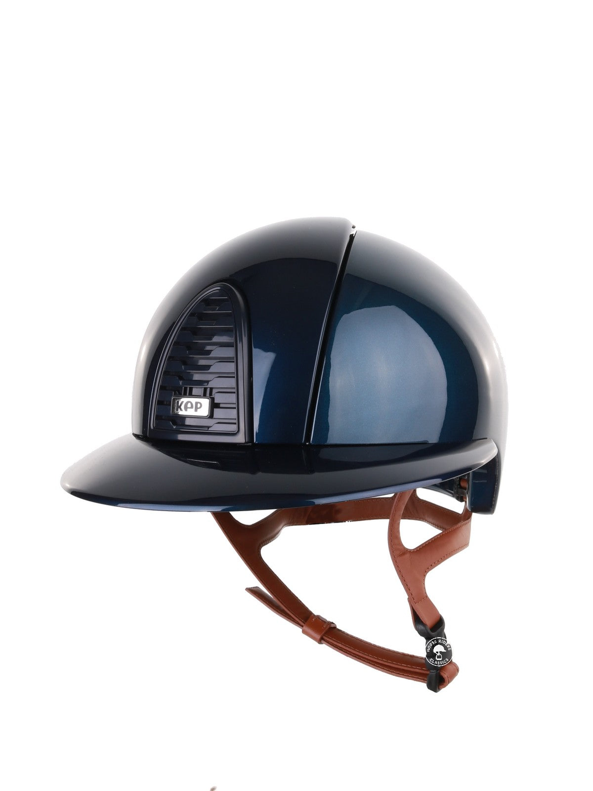 Kep Italia Reithelm Cromo 2.0 Shine Polo Blau RAW Frame Beige Kinnriemen