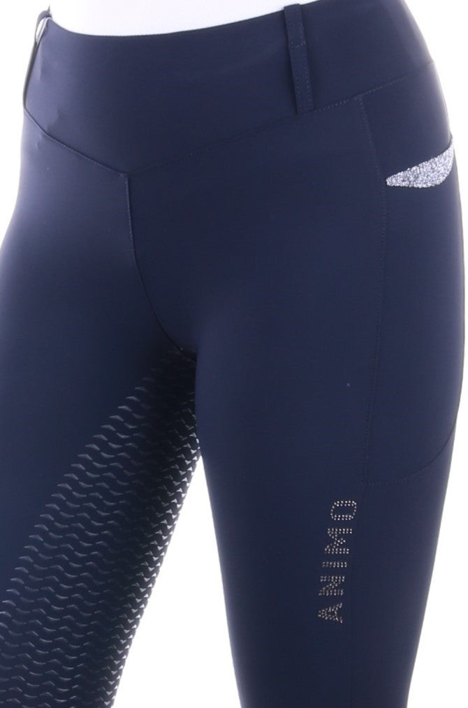 Animo Reithose Pull On Grip Vollbesatz Hohe Bund Damen Nimbus Navy