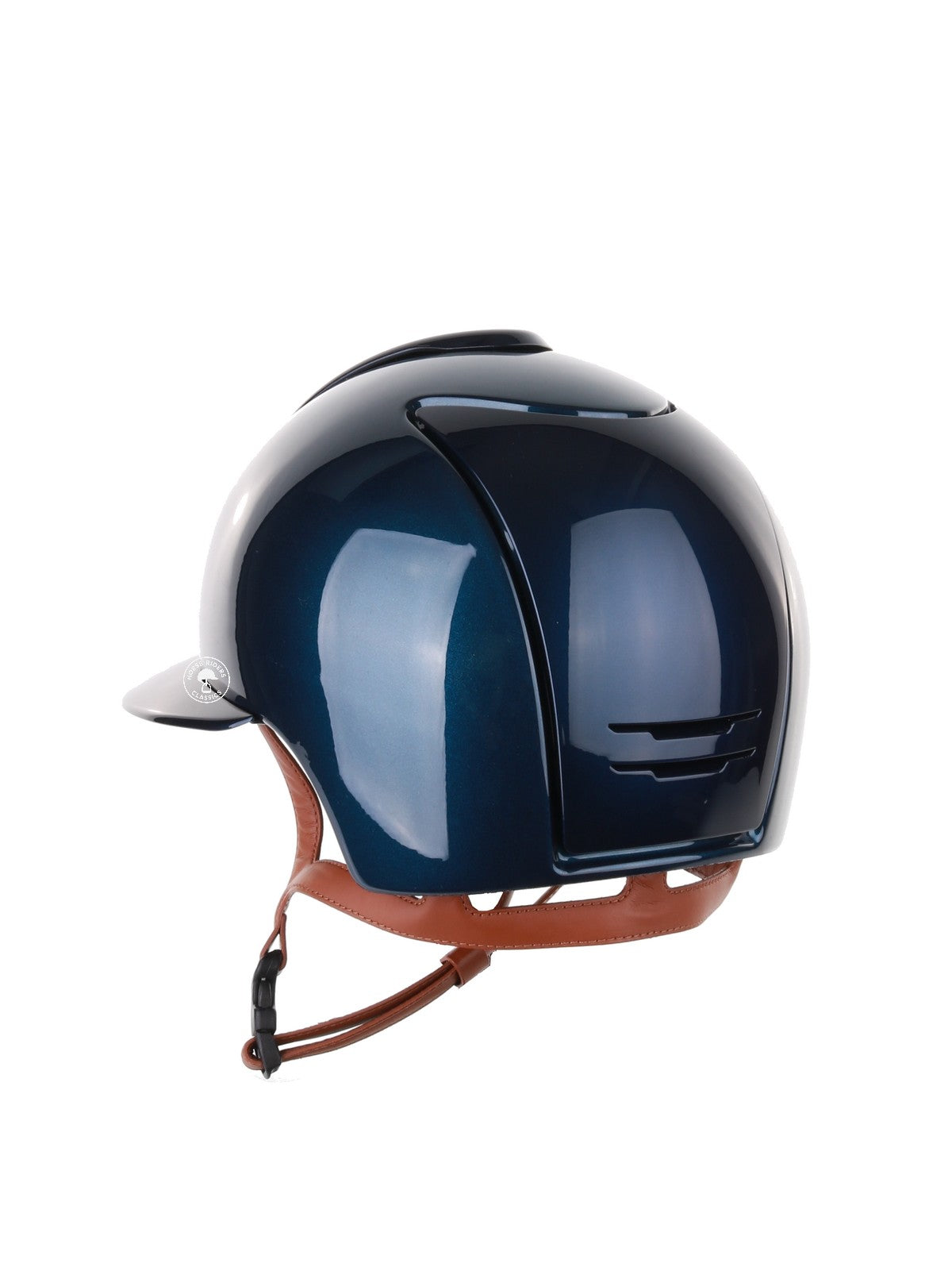 Kep Italia Reithelm Cromo 2.0 Shine Polo Blau RAW Frame Beige Kinnriemen