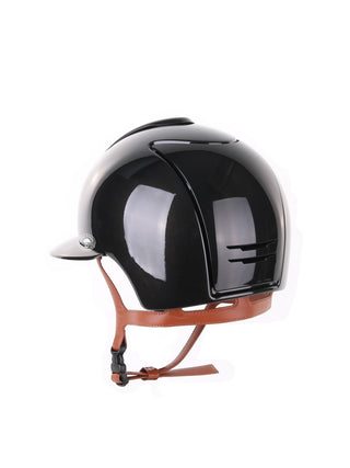 Kep Italia Reithelm Cromo 2.0 Shine Polo Schwarz RAW Frame Beige Kinnriemen