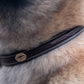 Dyon Hundehalsband Leder Fancy cremefarbene Nähte Schwarz