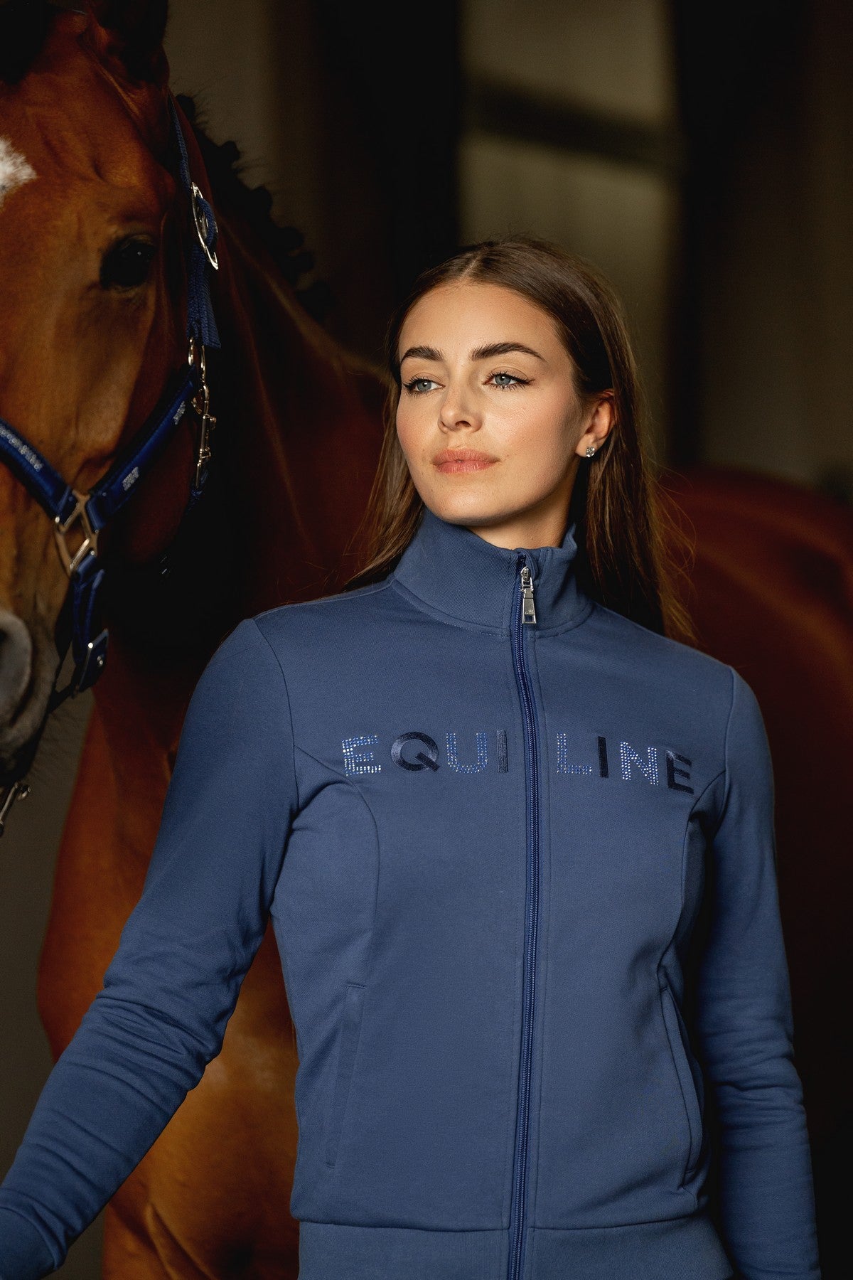 Equiline Full Zip Vest Dames Enras Dark Denim