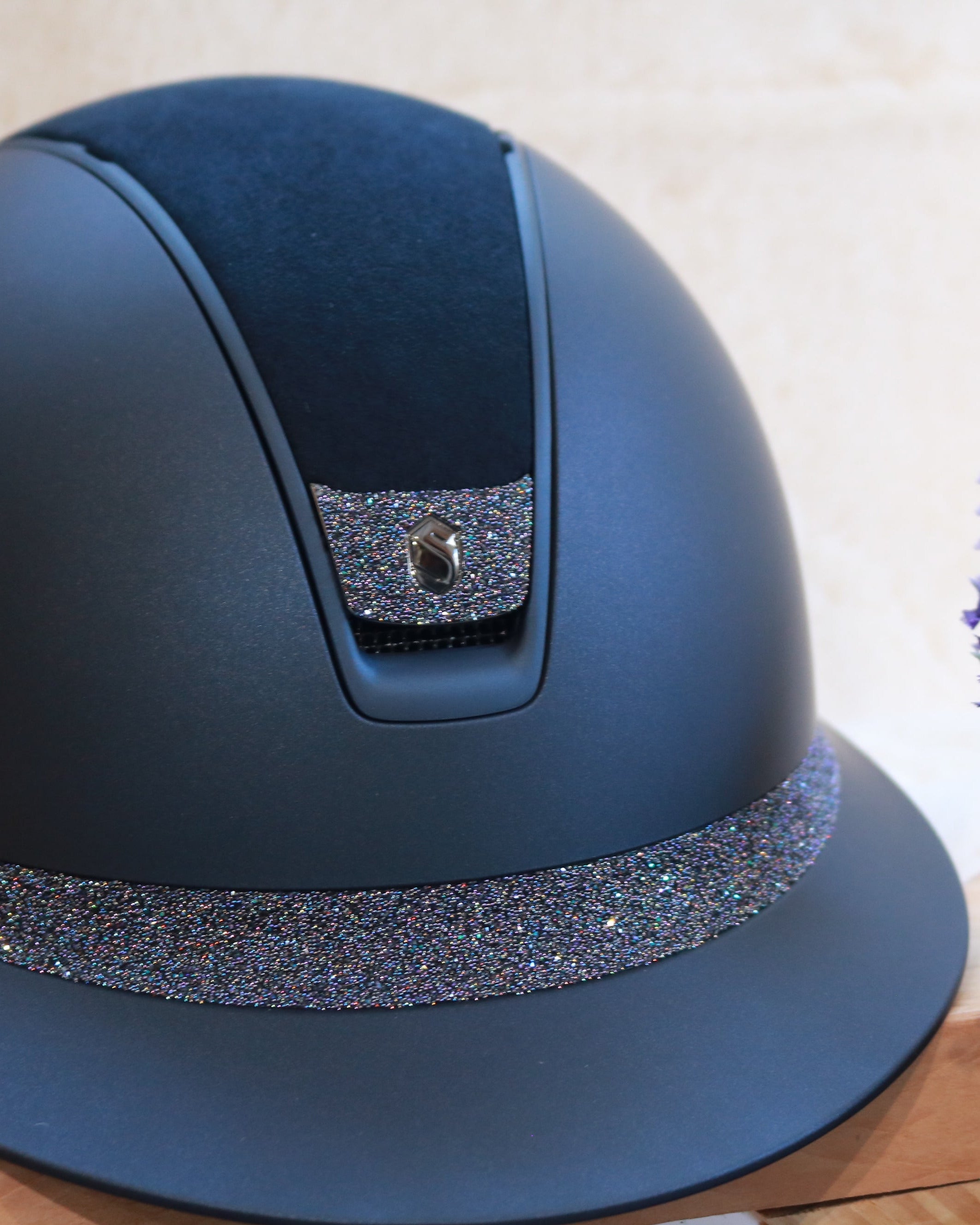 Samshield 2.0 Paardrijhelm Miss Shield Shadowmatt Alcantara Crystal Blazon FB Paradise Shine Navy