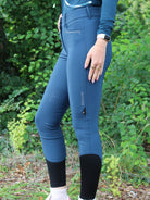 Equiline rijbroek dames knie grip hoge band Eufrekh Legion Blue