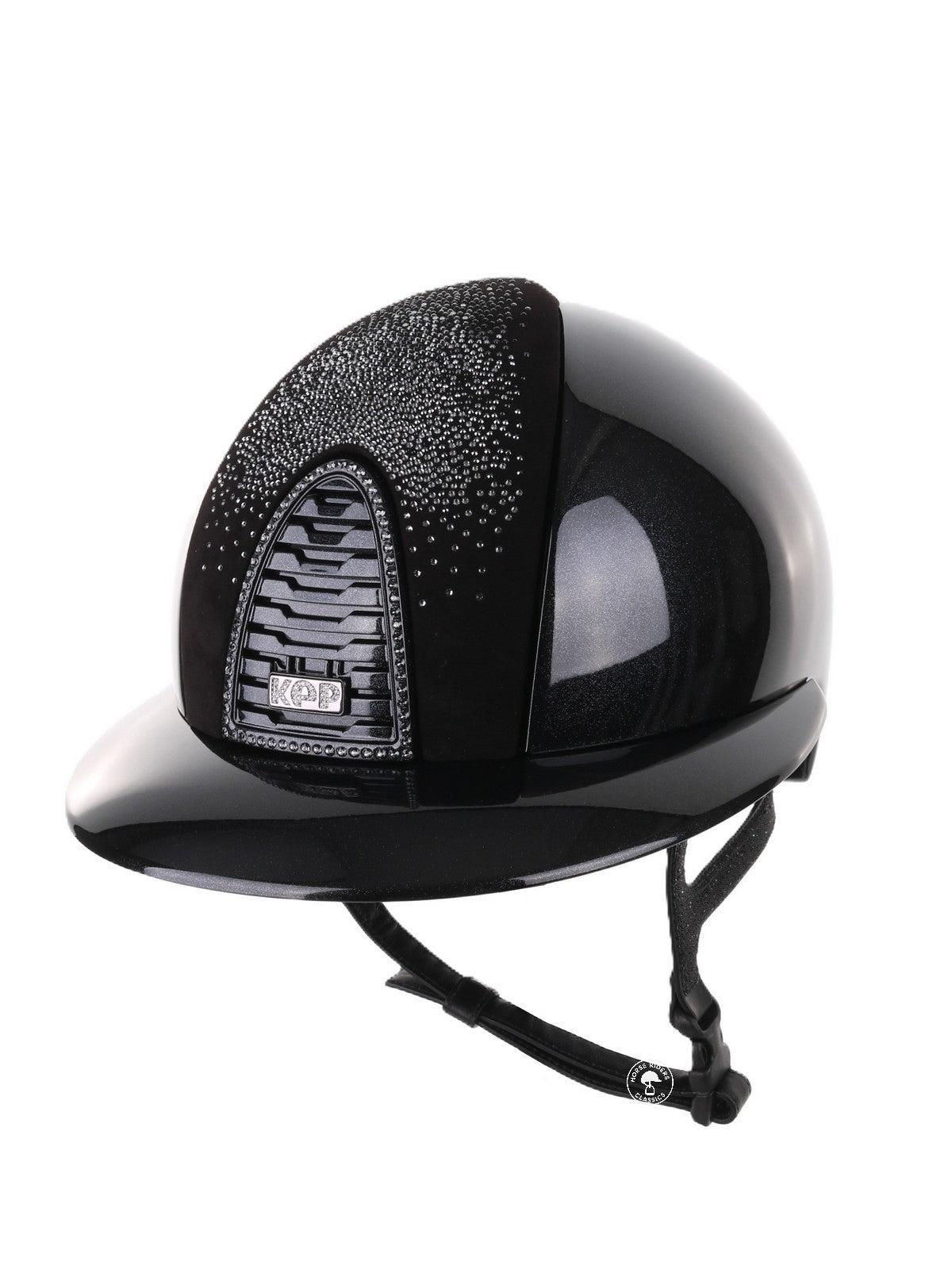 Kep Italia Paardrijhelm Cromo 2.0 Diamond Polo Klep Zwart Shaded Silver Insert Swarovski Frame