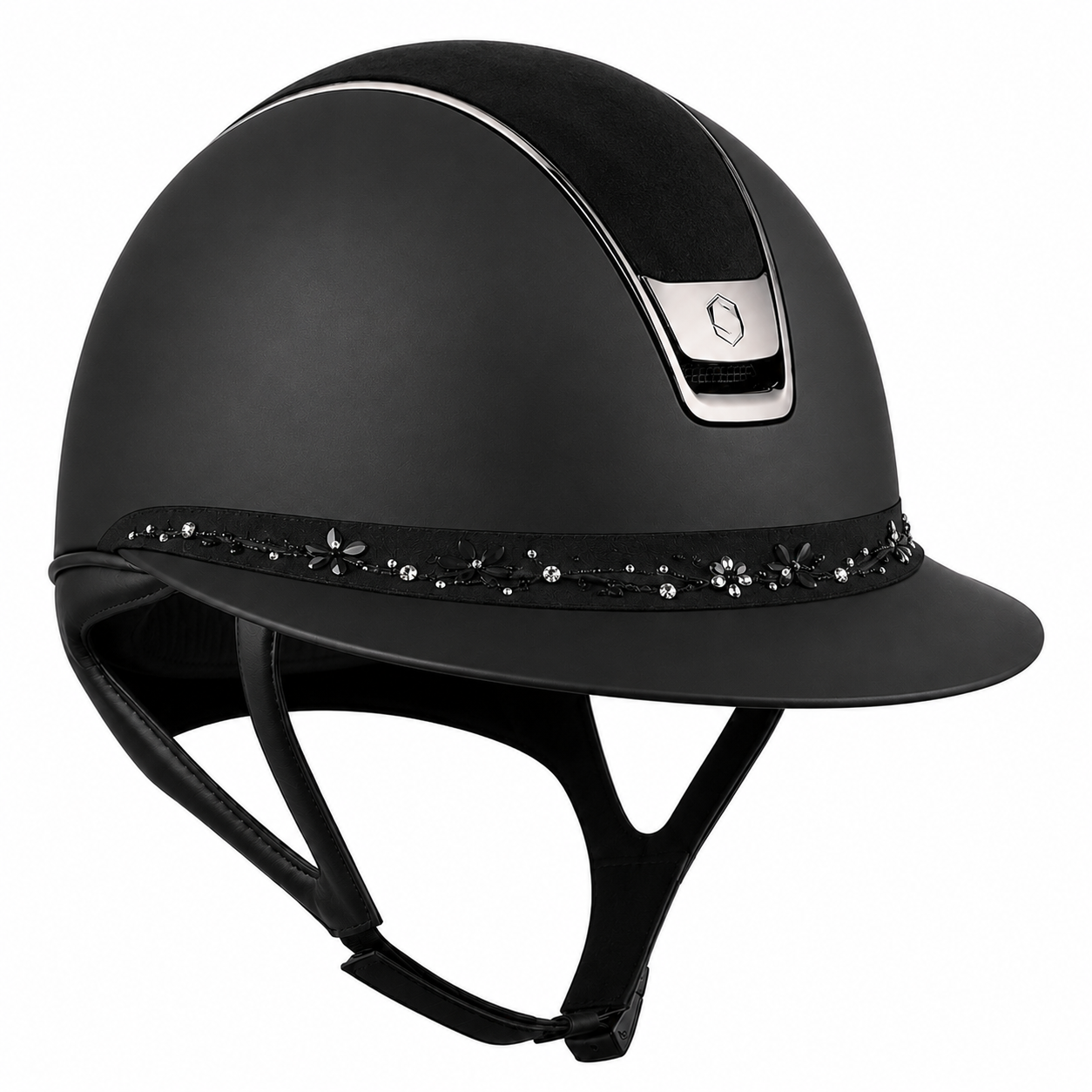 Samshield 2.0 Paardrijhelm Miss Shield Shadowmatt Flower Swarovski Jewellery FB Zwart Zwart