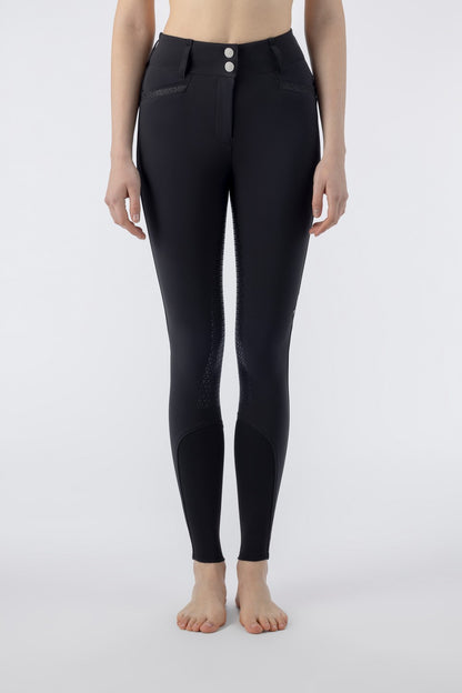 Equiline Reithose Damen Full Grip High Waist Crystalef Schwarz