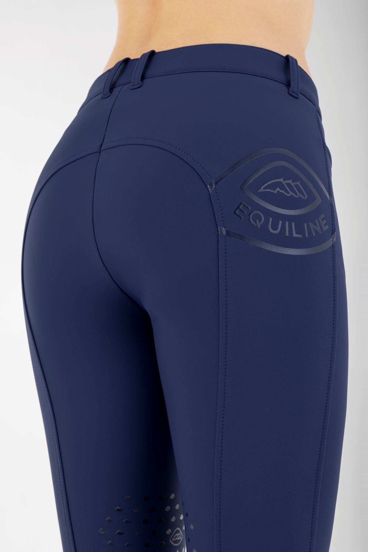 Equiline Reithose Winter Knie Grip Damen Cornek Logo Navy Peony