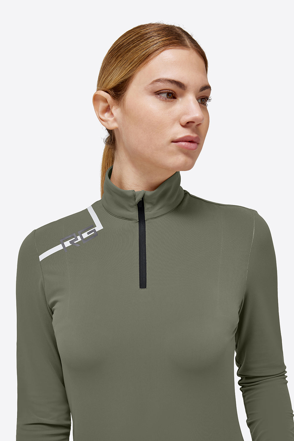 RG Langarm-Trainingsshirt Damen mit Reißverschluss Grün