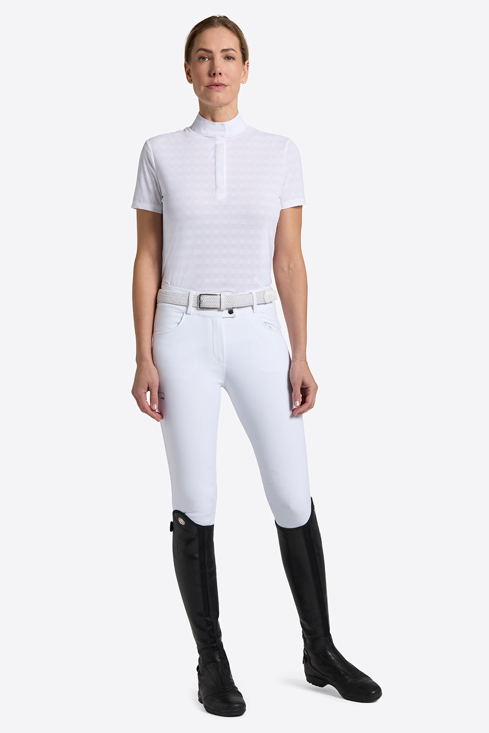 RG Turniershirt Jacquard Kurzarm Damen Weiß