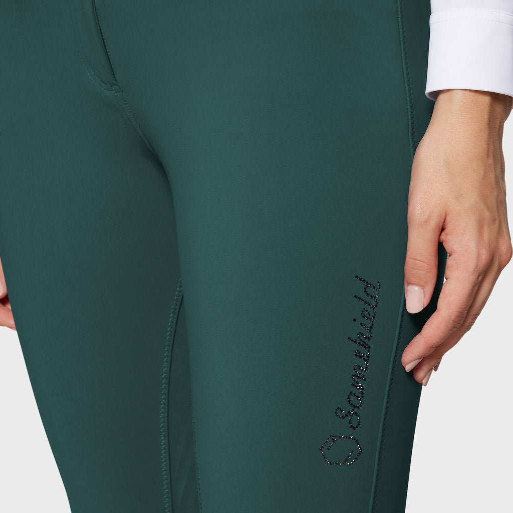 Samshield Reithose Knie Grip Damen Clara Premium Hoch Tailliert Posy Green