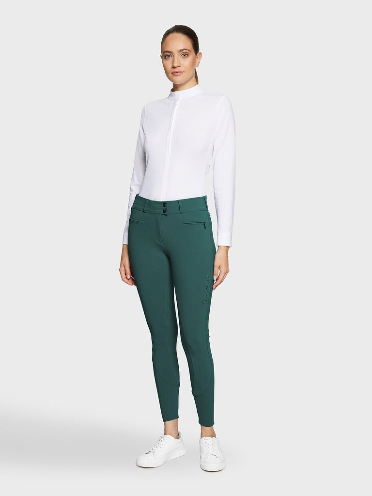 Samshield Reithose Knie Grip Damen Clara Premium Hoch Tailliert Posy Green