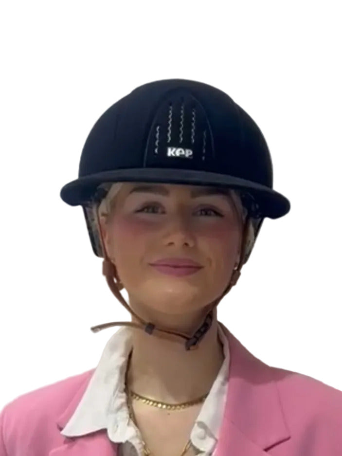 Kep Italia Paardrijhelm Smart Nova Velvet Polo Klep Beige Kinband