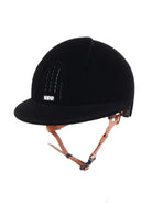 Kep Italia Paardrijhelm Smart Nova Velvet Polo Klep Beige Kinband Zwart
