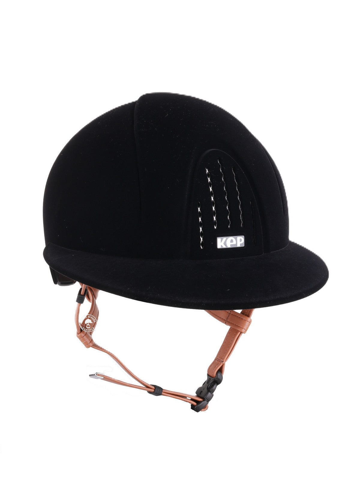 Kep Italia Paardrijhelm Smart Nova Velvet Polo Klep Beige Kinband