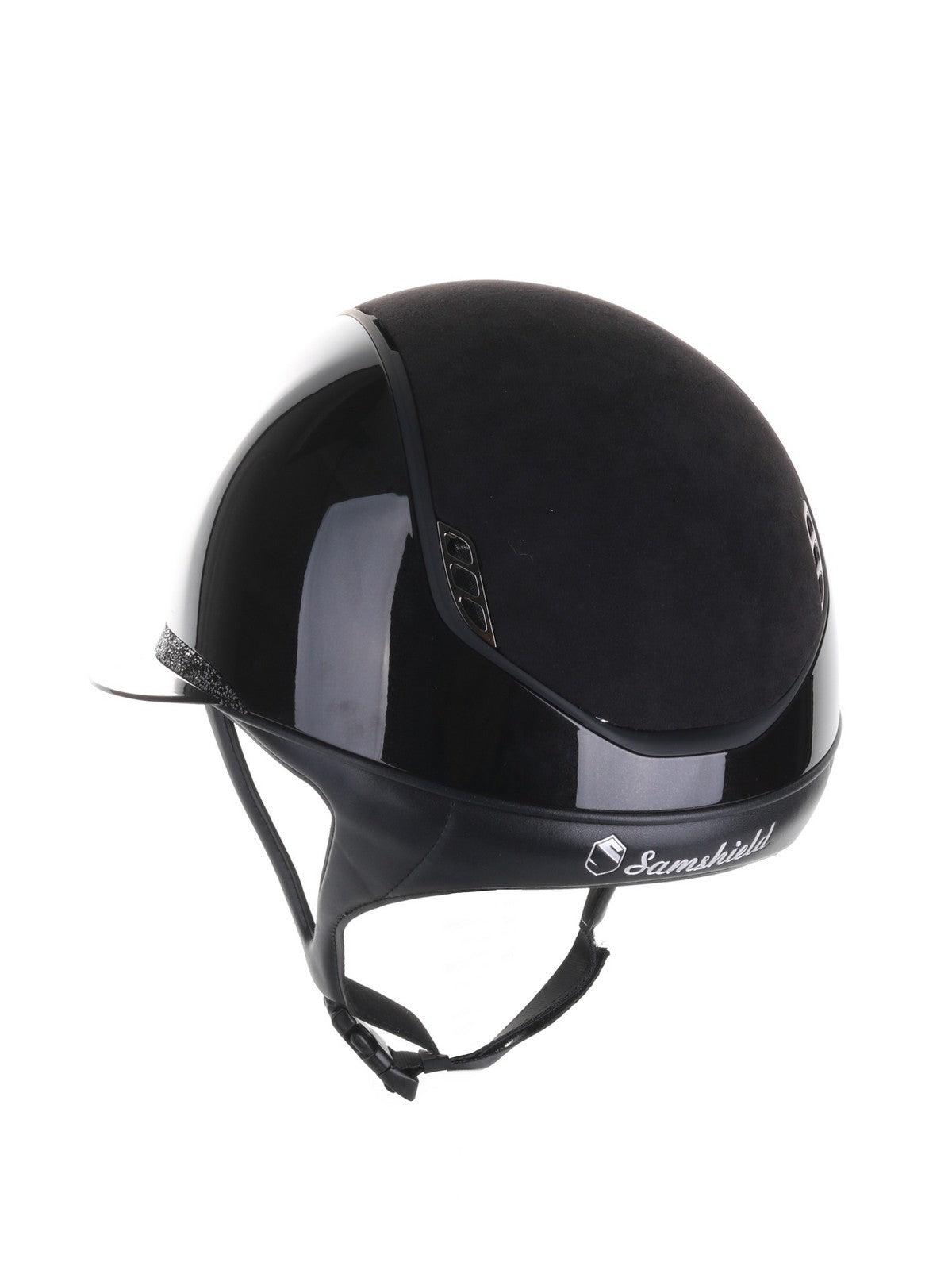 Samshield 2.0 Paardrijhelm Miss Shield Shadowglossy Ultra Fine Rock Blazon Frontal Band Zwart
