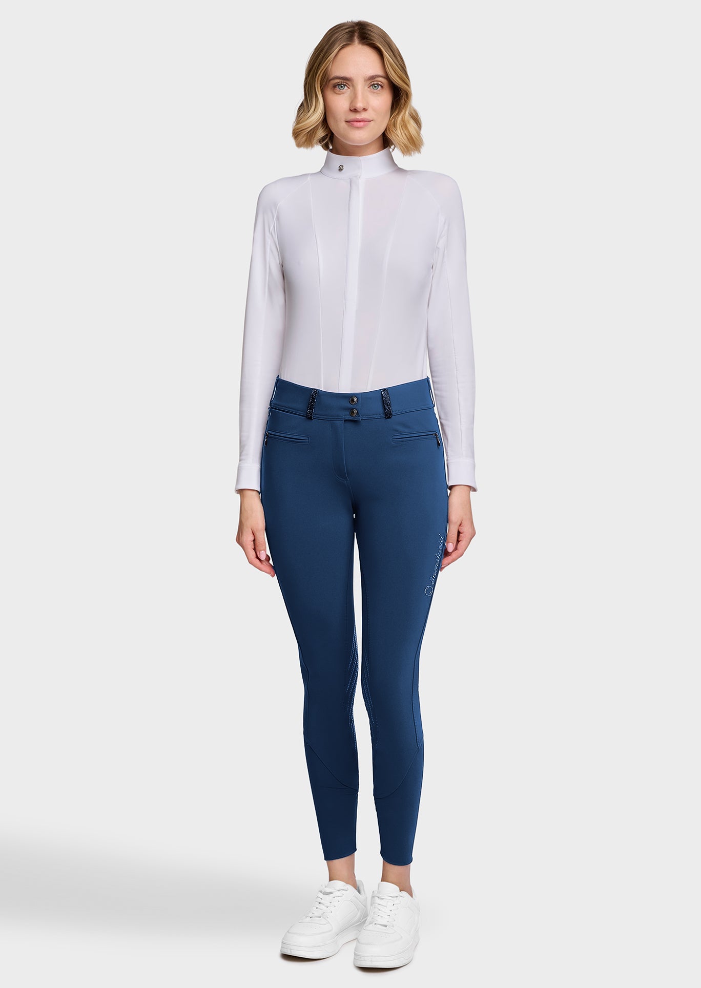 Samshield Pantalon d'Équitation Full Grip Femme Clara Crystal Fabric Cosmic Blue
