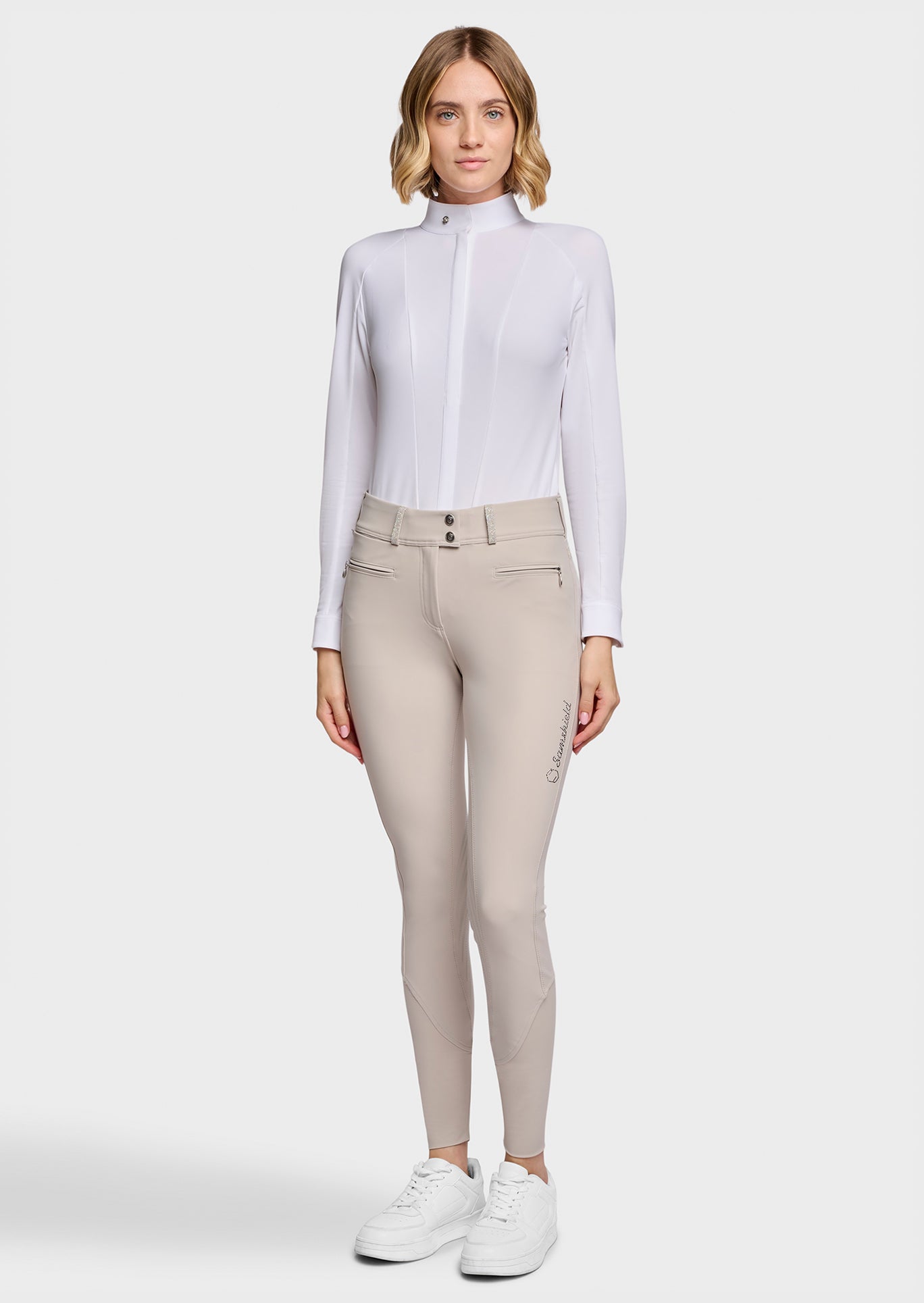 Samshield Pantalon d'Équitation Grip Genoux Femme Clara Crystal Fabric Beige
