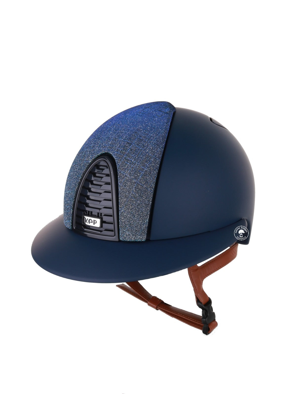 Kep Italia Paardrijhelm Cromo 2.0 Matt Polo Klep Blauw RAW Frame Galassia Light Blue Insert Beige Kinband