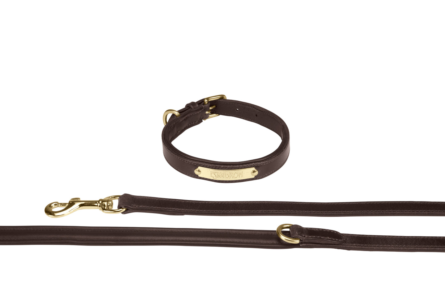 Eskadron E-Dog Lederhalsband und Hundeleine Braun