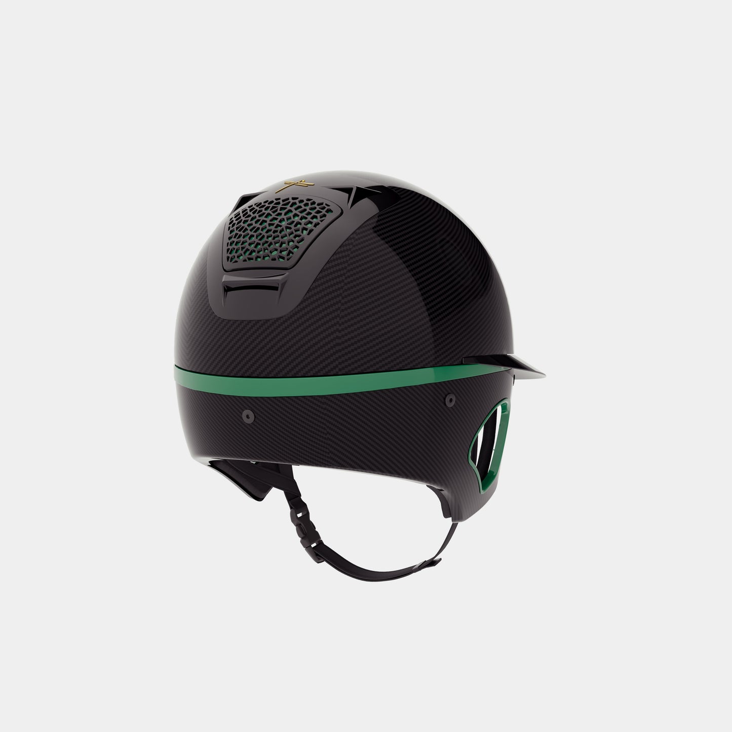 Freejump Reithelm Voronoï mit Schläfenschutz Carbon Gloss Emerald Green Schwarz