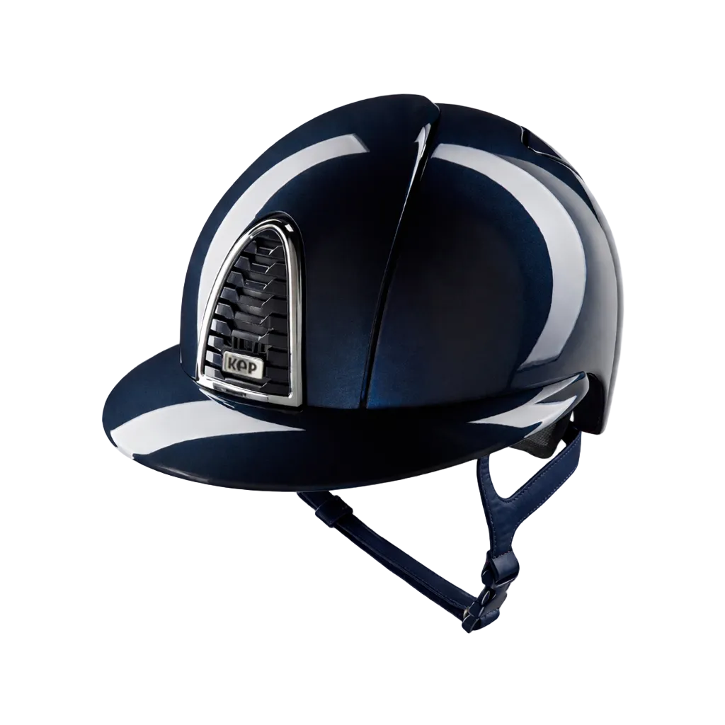 Kep Italia Paardrijhelm Cromo 2.0 Shine Polo Klep Blauw Chrome Frame Blauw