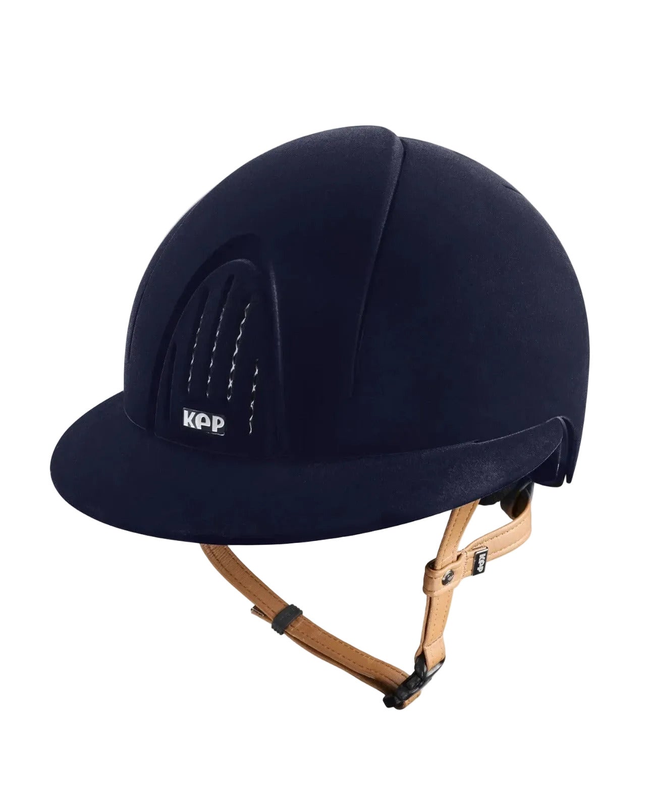 Kep Italia Paardrijhelm Smart Nova Velvet Polo Klep Beige Kinband Navy