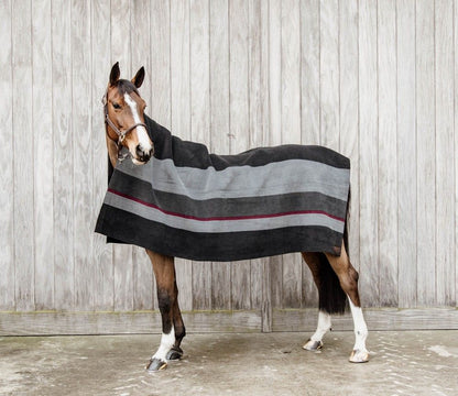 Kentucky Horsewear Heavy Fleecedecke Square Stripes schwarz/grau