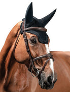 Equiline vliegenmuts geluiddempend vierkant Dave 3 horse logo zwart