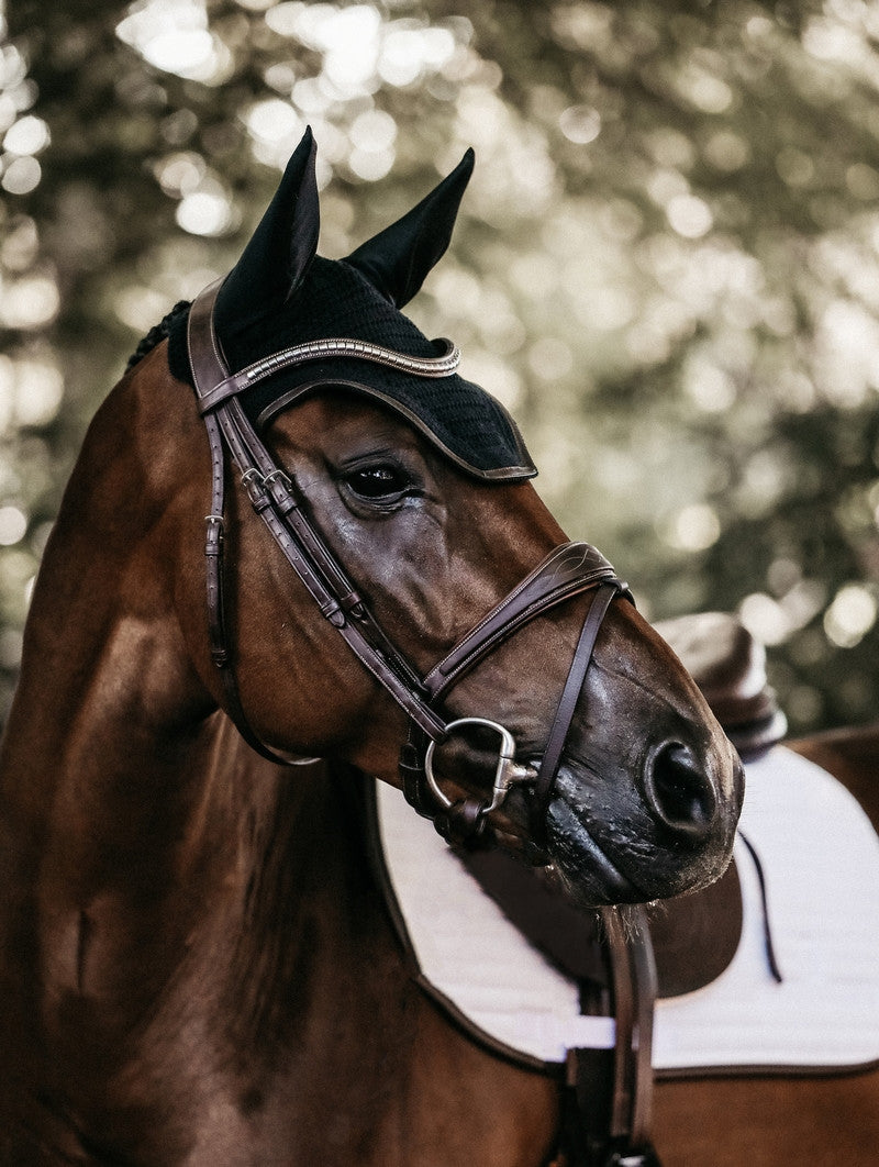 Kentucky Horsewear vliegenmuts Wellington leder geluiddempend - equi-exclusive